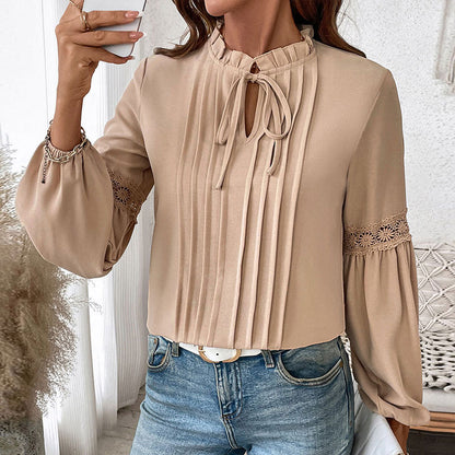 Womens Tops Dressy Casual Long Sleeve Shirts V Neck Chiffon Blouses Fall Outfits for Women 2025