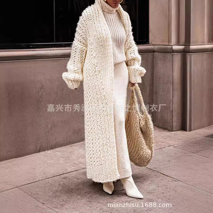 Large Version Long Sweater Coat Autumn  Winter  New Sweater Cardigan Thick Needle Loose   Women