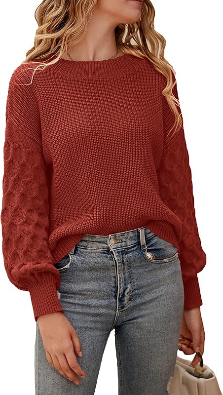 PRETTYGARDEN Women 2024 Winter Pullover Sweater Casual Long Sleeve Crewneck Loose Chunky Knit Jumper Tops Blouse