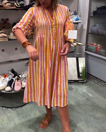 Hemdkleider für Damen, lässig, langärmelig, Button-Down, locker gestreift, Baumwolle, Maxi-Hemdkleid