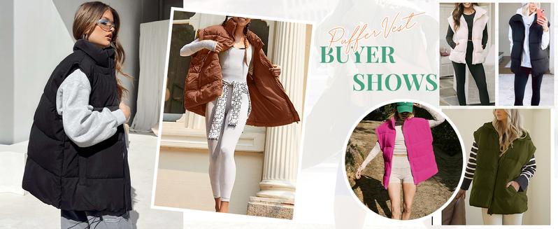 Women's Winter Oversized Puffer Vest Lightweight Stand Collar Flysleeve Insulated Padded Puffy Jackets Coat with Pockets Outerwear Casual Zipper Tops Black Fitted Minimalist - Seldom Seen Styles