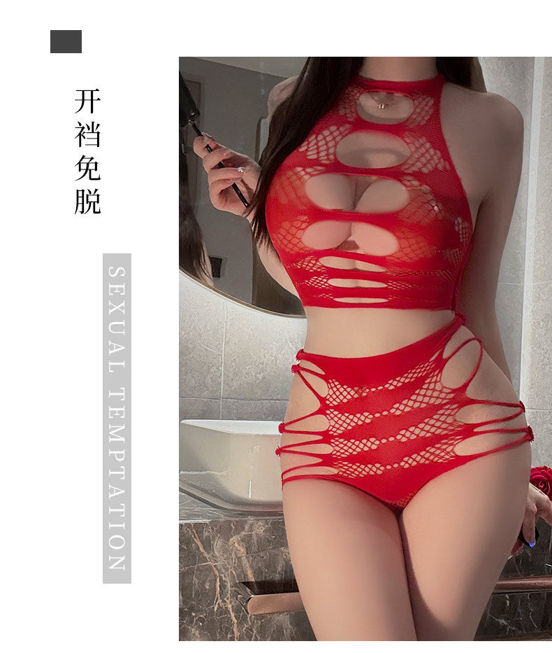 Sexy Lingerie Set for Women Transparent Passion Sexy Temptation Open Crotch Fishnet Stockings Direct Selling Wholesale - Seldom Seen Styles