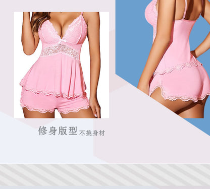 Ensemble de lingerie pour femme, pyjama et culotte, ensemble caraco en modal, vêtements de nuit doux pour les vacances, à porter au quotidien