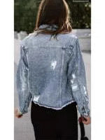 Vestes en jean décontractées pour femmes, style boyfriend délavé, non extensible, effet usé, revers déchiré, manches longues, vêtements d'extérieur, hauts, tenues printemps 2025, Dealsforyoudays