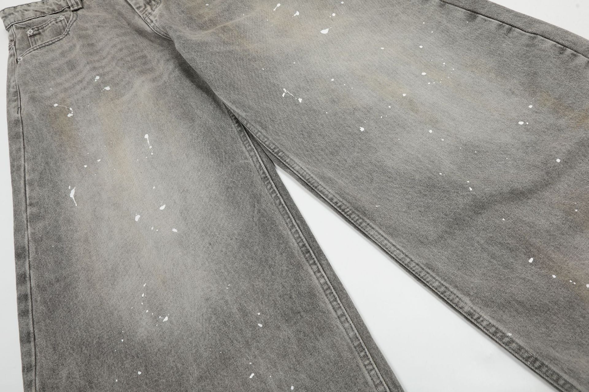 Grunge Paint-Splatter Wide-Leg Denim Pants mry001630 - Seldom Seen Styles