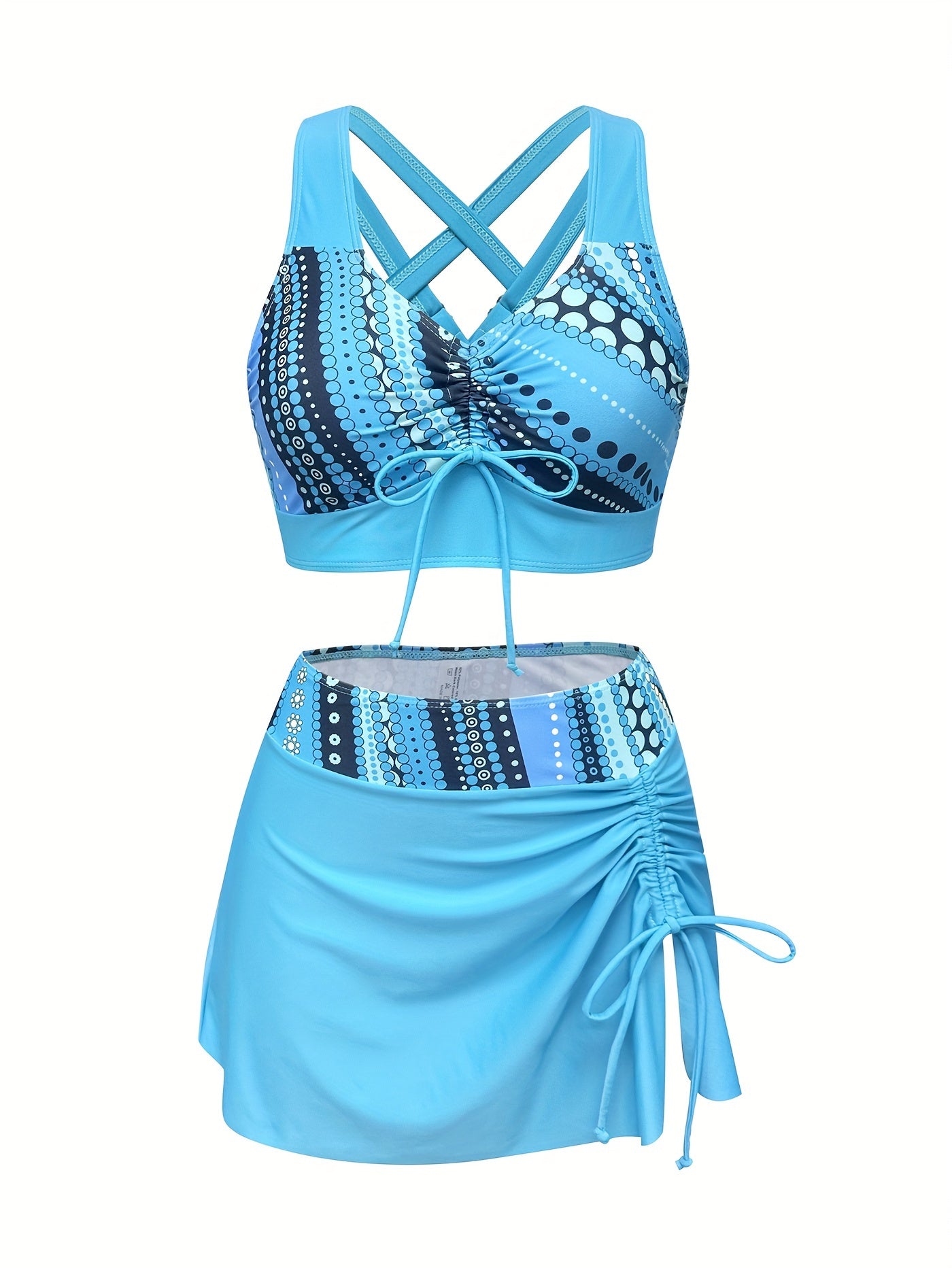 Ladies3Swimwear Set，Fashion Bikini Skirt，Beachwear，Adjustable Tie Back Tops and Side Drawstring Skirt - Seldom Seen Styles