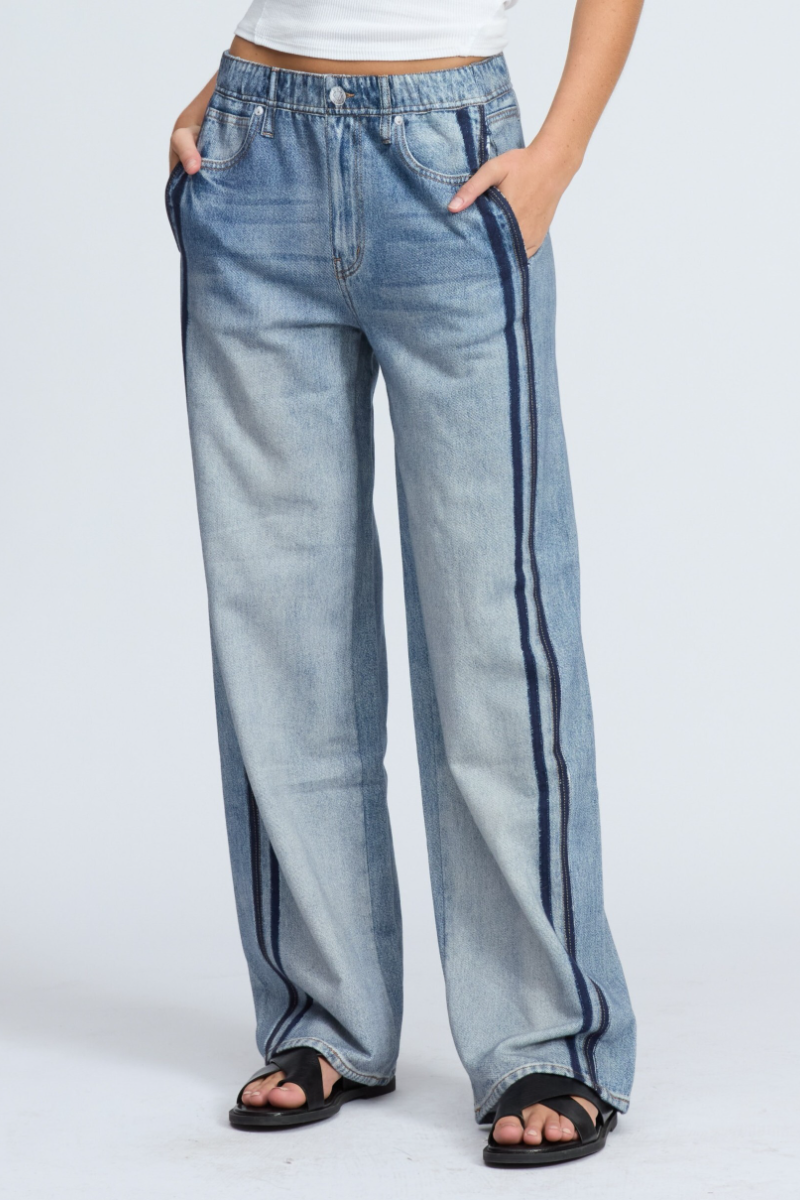 Womens Wash Vertical Pattern Casual Sweatpant Jean - Seldom Seen Styles