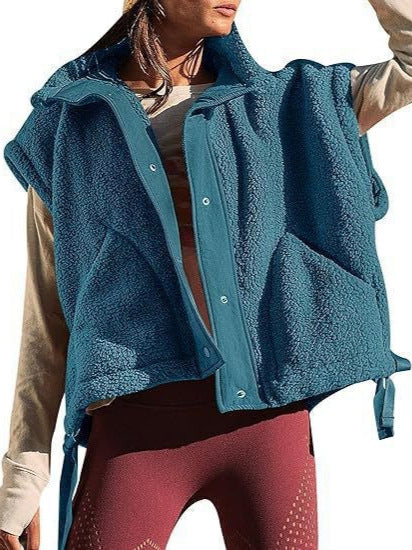 Women’s Warm Sherpa Fleece Vest Casual Cozy Sleeveless Button Down Sherpa Jacket Outerwear with Pockets - Seldom Seen Styles