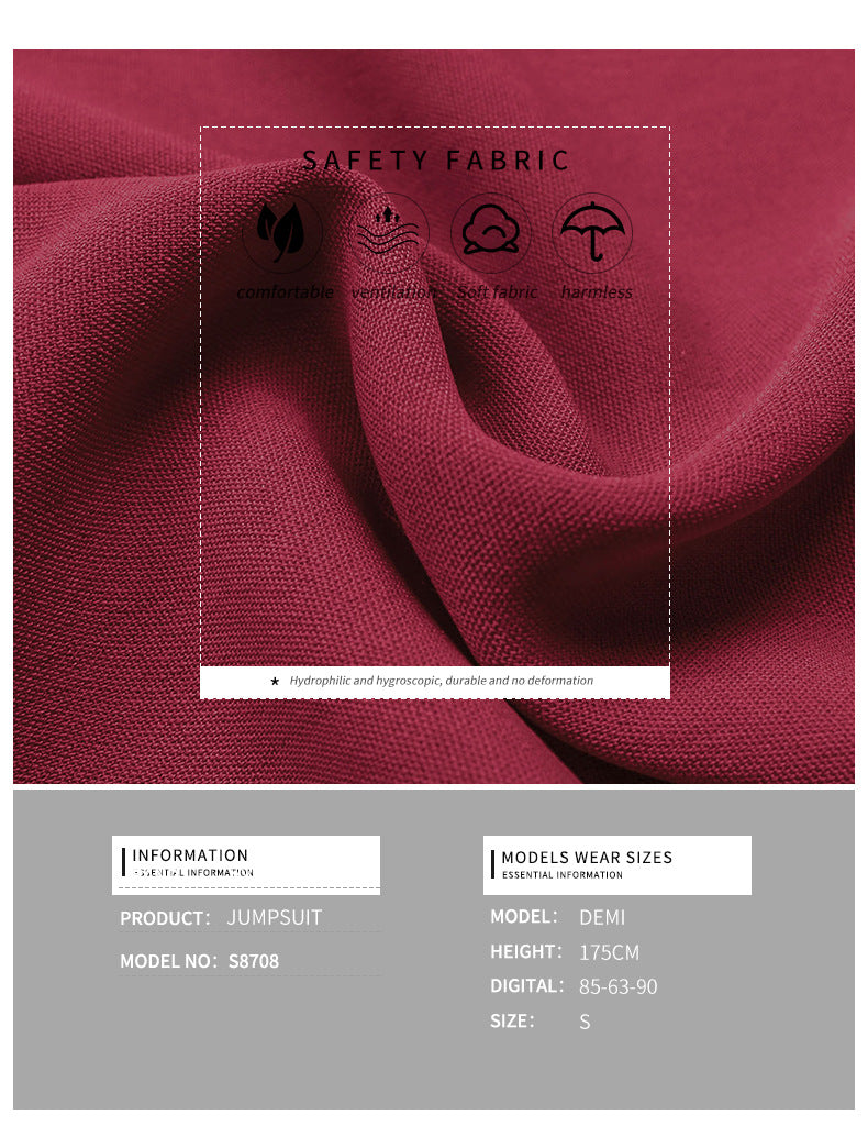 Damen Jumpsuit mit weitem Bein, einfarbig, gerüscht, ärmellos, hoher Halsausschnitt, drapierter Reißverschluss vorne hinten, Spielanzug-Overall, elegant