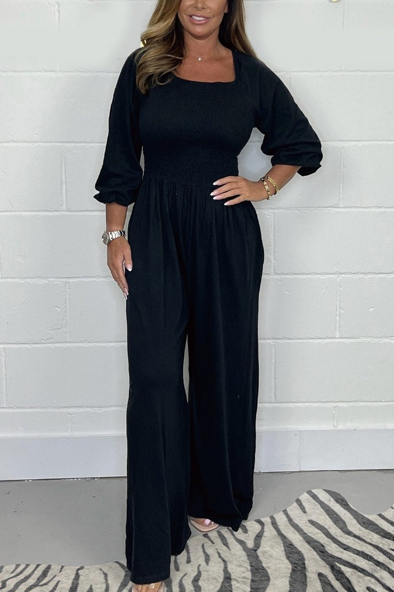 Hot  Comfort and Casual Elastic Wide Leg Jumpsuit