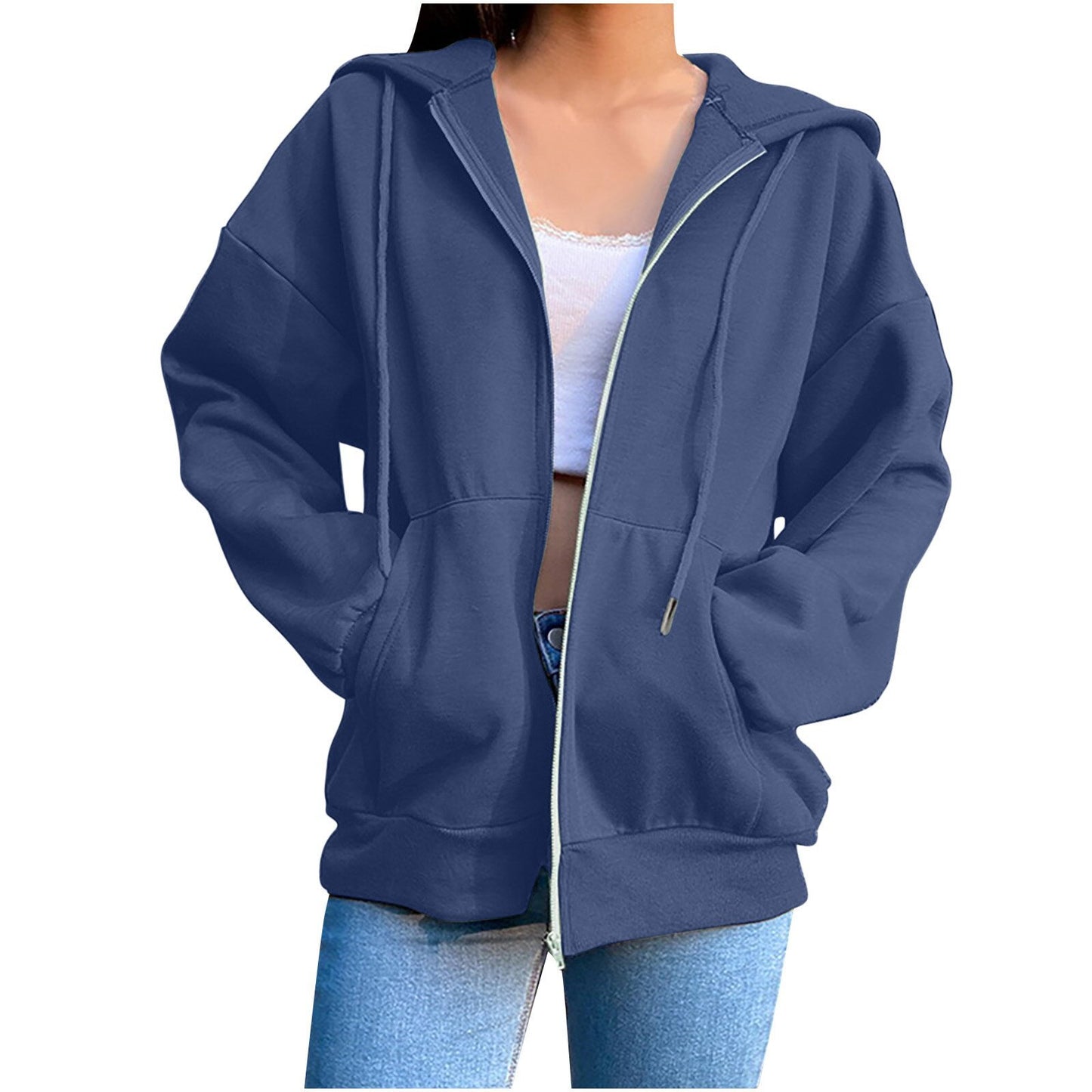 Womens Fall Fashion 2024, Vintage Zipper Oversized Loose Fit Hoodies Long Sleeve Jackets Soft Outfits Sweatshirts