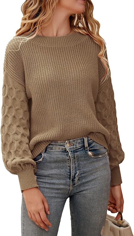 PRETTYGARDEN Women 2024 Winter Pullover Sweater Casual Long Sleeve Crewneck Loose Chunky Knit Jumper Tops Blouse