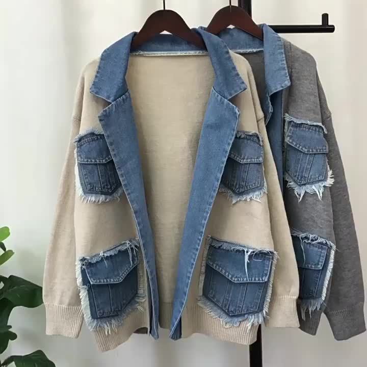 Farbblock-Patchwork-Cardigan mit offener Vorderseite, stylischer Cardigan mit Reverskragen und langen Ärmeln und Klappentaschen, Damenbekleidung