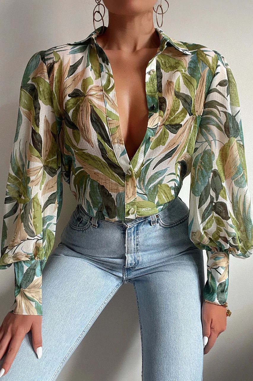 BTFBM Women Fashion Button Down Shirts Lapel V Neck Printed Solid Boho Long Sleeve Blouses Dressy Casual Summer Fall Top