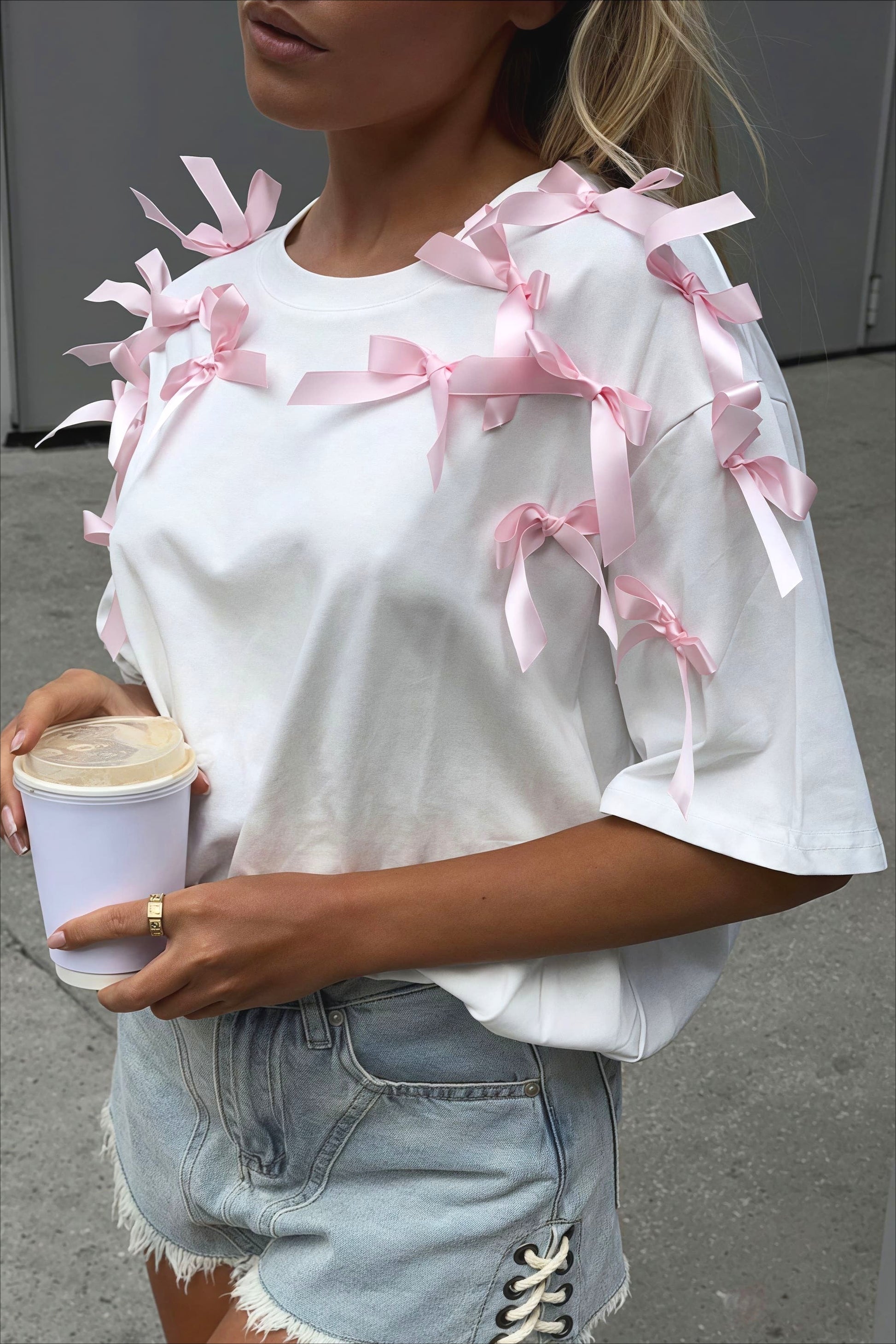 Cute Bowknot Ribbon Loose Short Sleeve T-shirt - Seldom Seen Styles