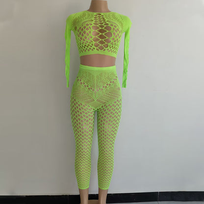 Sexy Dessous Durchsichtiger Netz-Bodysuit Plus Size Mesh-Outfit-Set