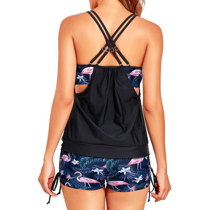 women-tankini-swimsuits-two-piece-tummy-control-bathing-suits-blouson-swim-tank-top-with-boy-shorts - Seldom Seen Styles