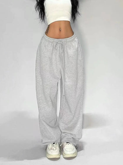 Women's Fleece Lined Sweatpants Winter Warm Wide Leg Sweat Pants Baggy Casual Pants with Pockets