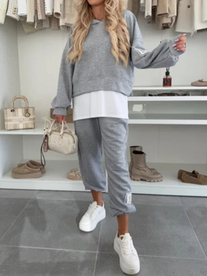 2025New Hooded Fashion Solid Color Casual Sports Suit Women's Clothing