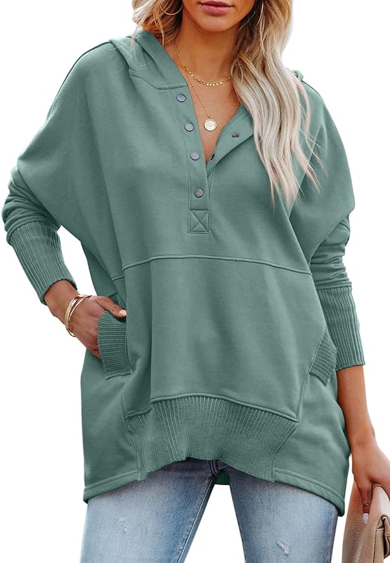 PRETTYGARDEN Women Casual Long Sleeve Lapel Zipper Sweatshirt Drawstring Loose Pullover Tops