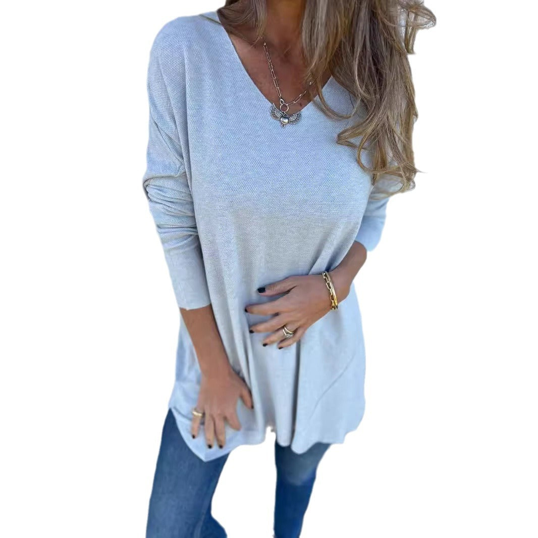 Long Sleeve V Neck Sweaters for Women Baggy Fall Fashion Casual Pullover Lightweight Sweaters for Women - Seldom Seen Styles