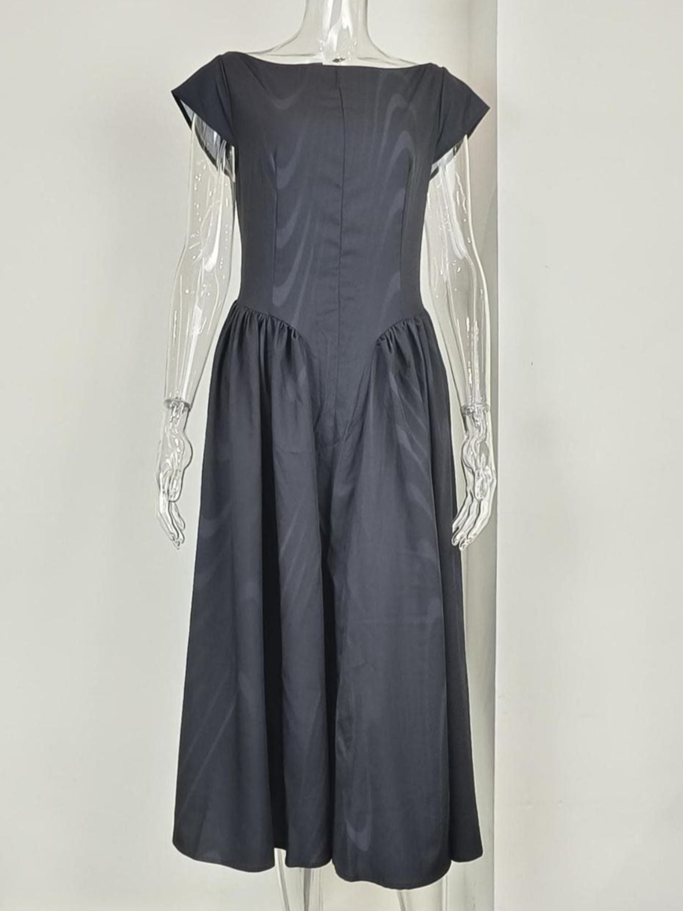 Full Size Cap Sleeve A-Line Midi Dress Plus Size - Seldom Seen Styles