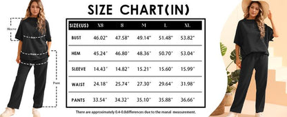 Songling Women Casual Two Piece Outfits 3/4 Batwing Sleeve Capelet CrewNeck Pullover Top Wide Leg Pants Lounge Sets Sweatsuit