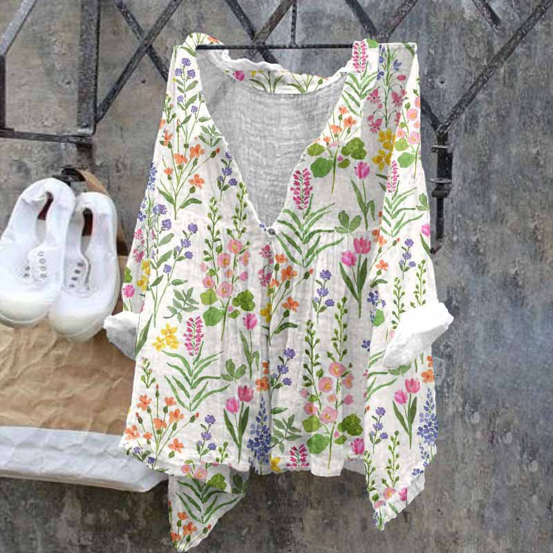 Foreign Trade Cross-Border Foreign Trade Cross-Border2022Amazon Cross-Border New Arrival Fashion Women's Shirt Natural Landscape Avatar Print