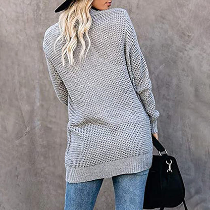 Autumn Winter New Foreign Trade Cardigan  Women's Clothing  Curved Placket Knitted Sweater for Women