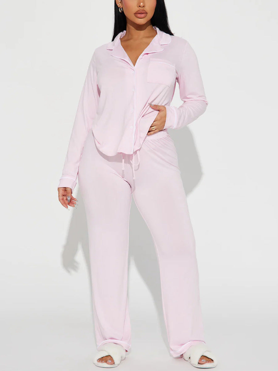 Modal Pajama Set, Long Sleeve Button Down Shirt and Pajama Pants, Sleepwear for Women - Seldom Seen Styles