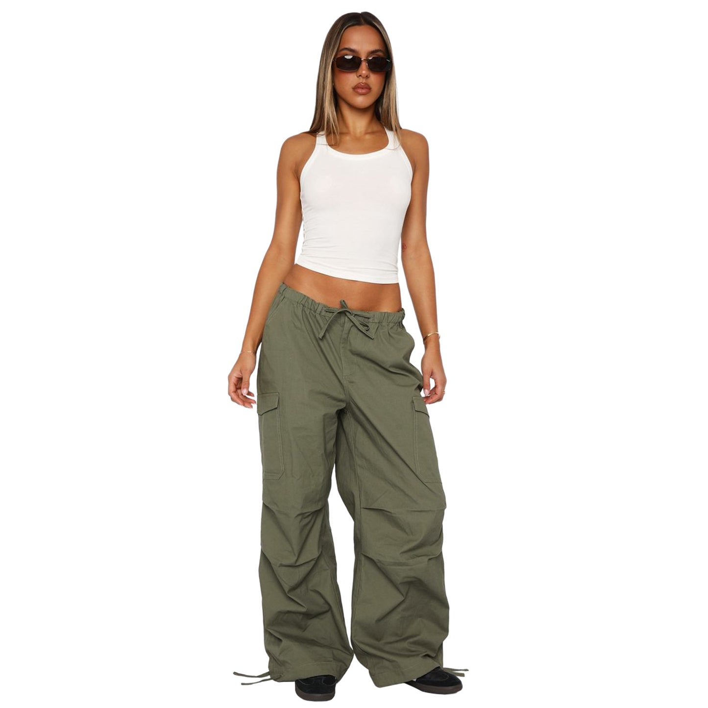 Women Cargo Pants Wide Leg Casual Baggy Parachute Pants Multi Pockets Y2K Straight Trousers - Seldom Seen Styles