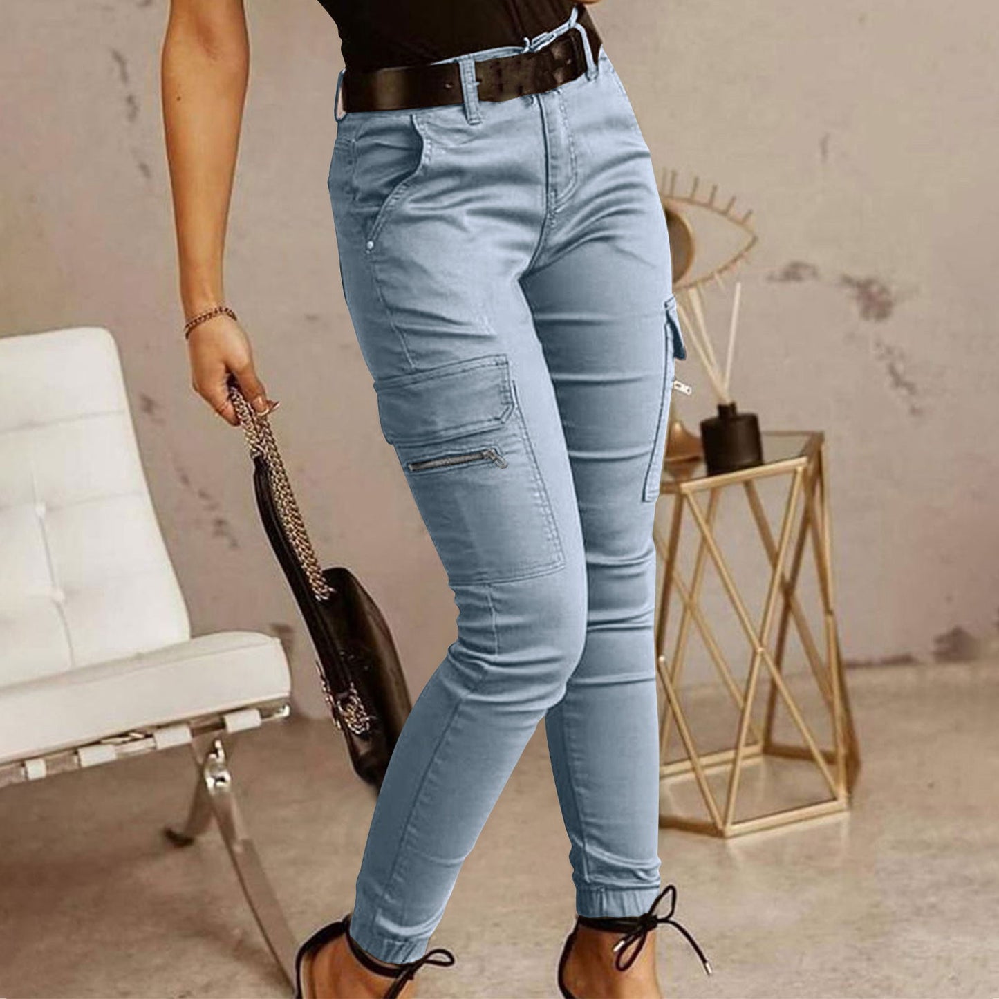 Women's Stretchy Tactical Cargo Pants High Waisted Casual Joggers Plus Size Skinny Trousers Cargo Pants with 6 Pockets - Seldom Seen Styles