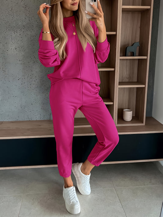 Ladies New Fashion Two-Piece Suit Long Sleeve Pullover，Sports Pants，Leisure Suit，Autumn and Winter Sportswear，Sportswear Pocket