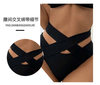 2024European and American Style New Sexy Solid Color Mesh Hollow Bikini bikini Women's Swimwear with Straps - Seldom Seen Styles