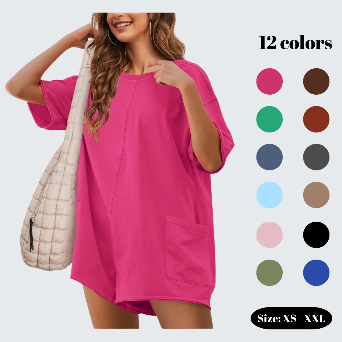 SCUSTY Womens Oversized Rompers Back V Neck Jumpsuits Casual Athletic Workout Tee Onesie Activewear - Seldom Seen Styles