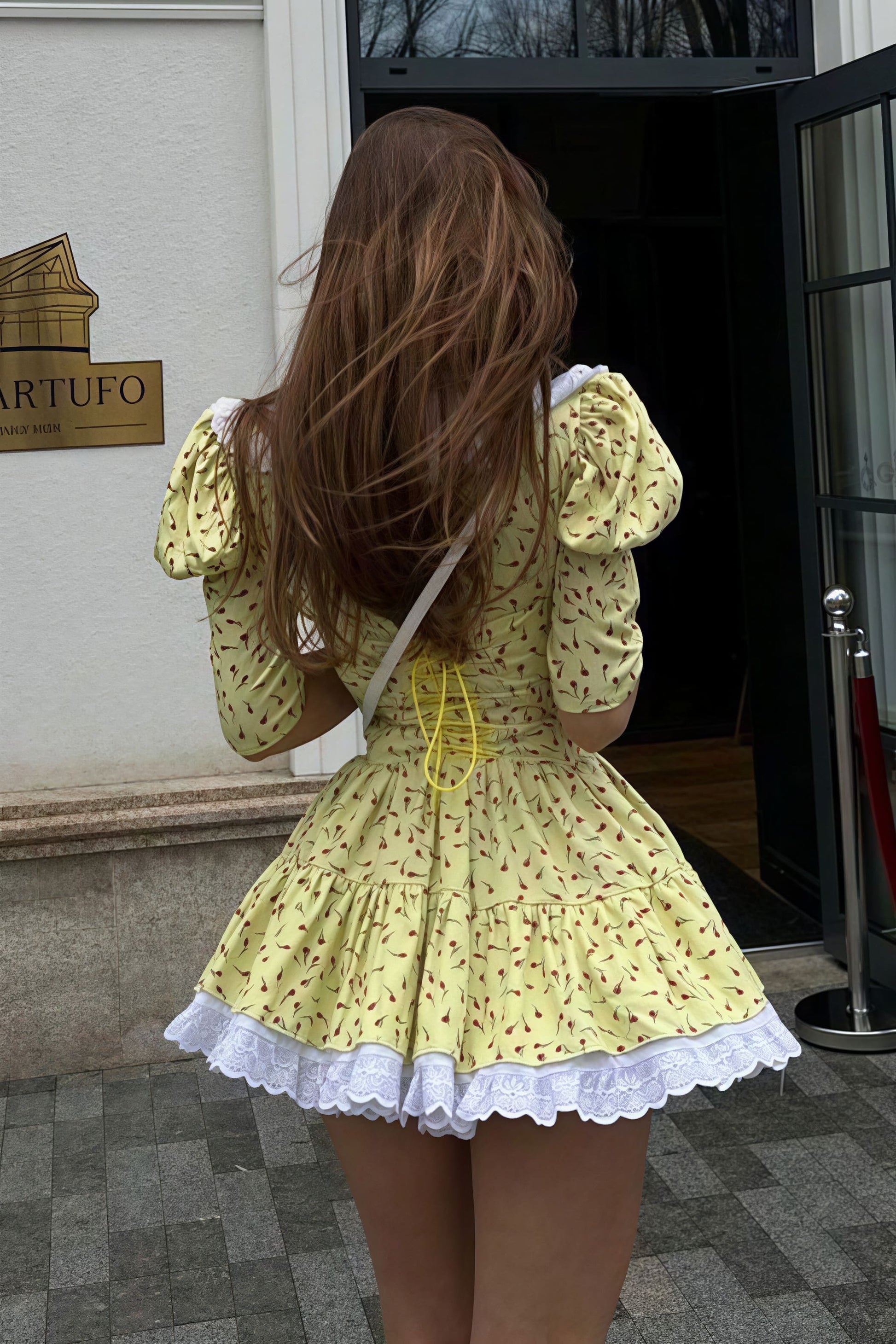 Peter Pan Collar Short Sleeve Floral Mini Dress - Seldom Seen Styles