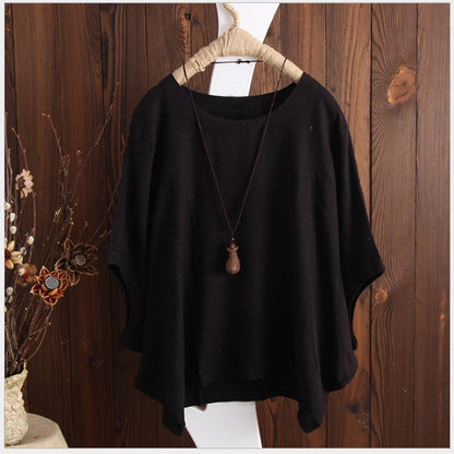 Solid Oversized Batwing Sleeve Loose Plus Size Top Casual Blouses Summer Essential Chic Top outfits Minimalist Feminine Womenswear casual outfits women cute summer outfit