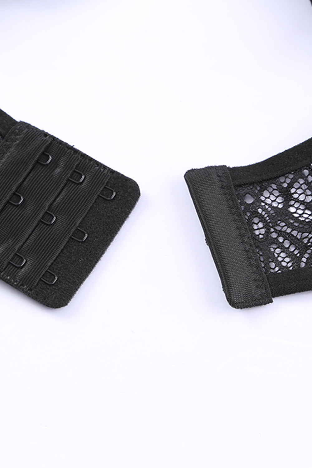 Black 3Pcs Open Cup Lace Strappy Lingerie Set - Seldom Seen Styles