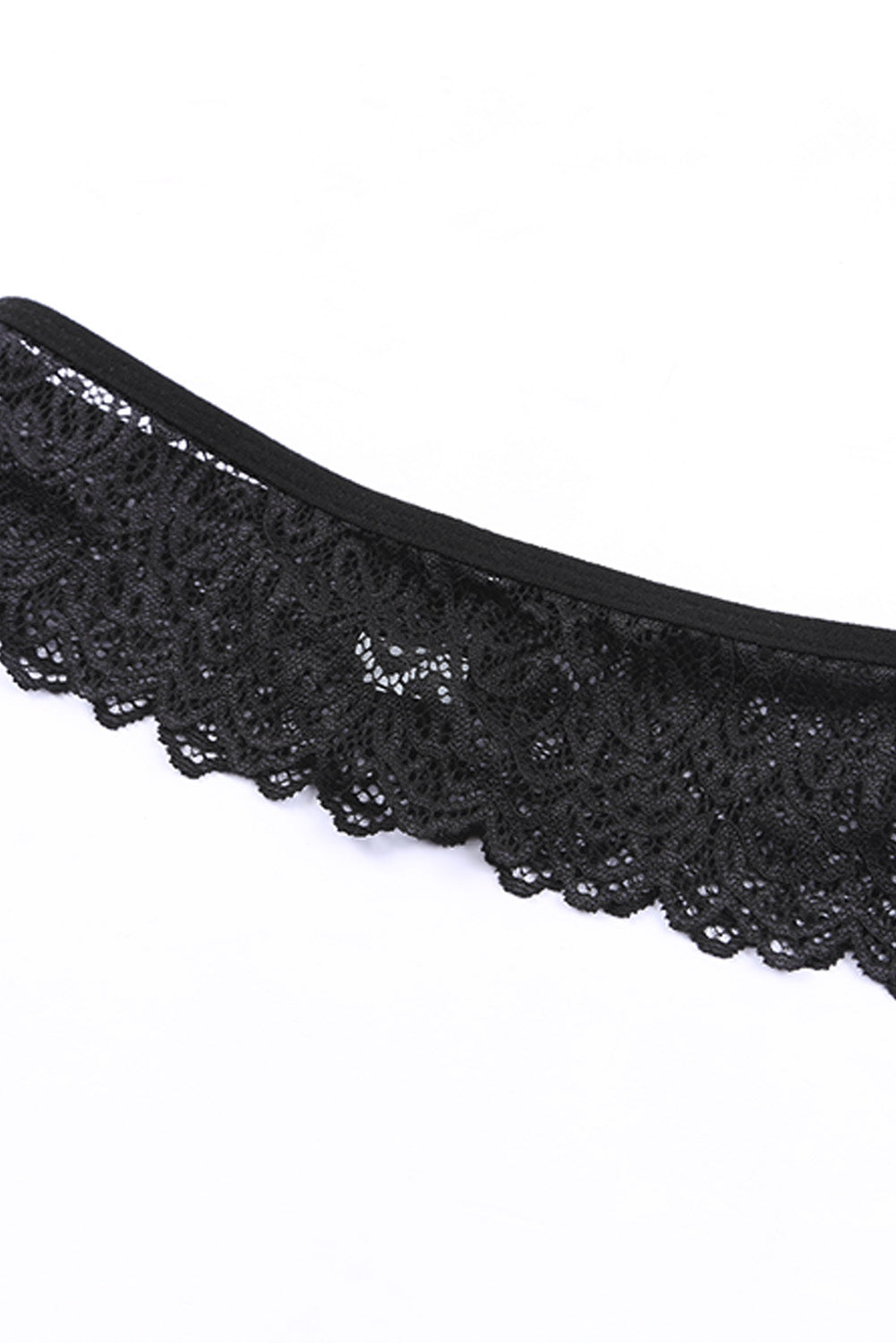 Black 3Pcs Open Cup Lace Strappy Lingerie Set - Seldom Seen Styles