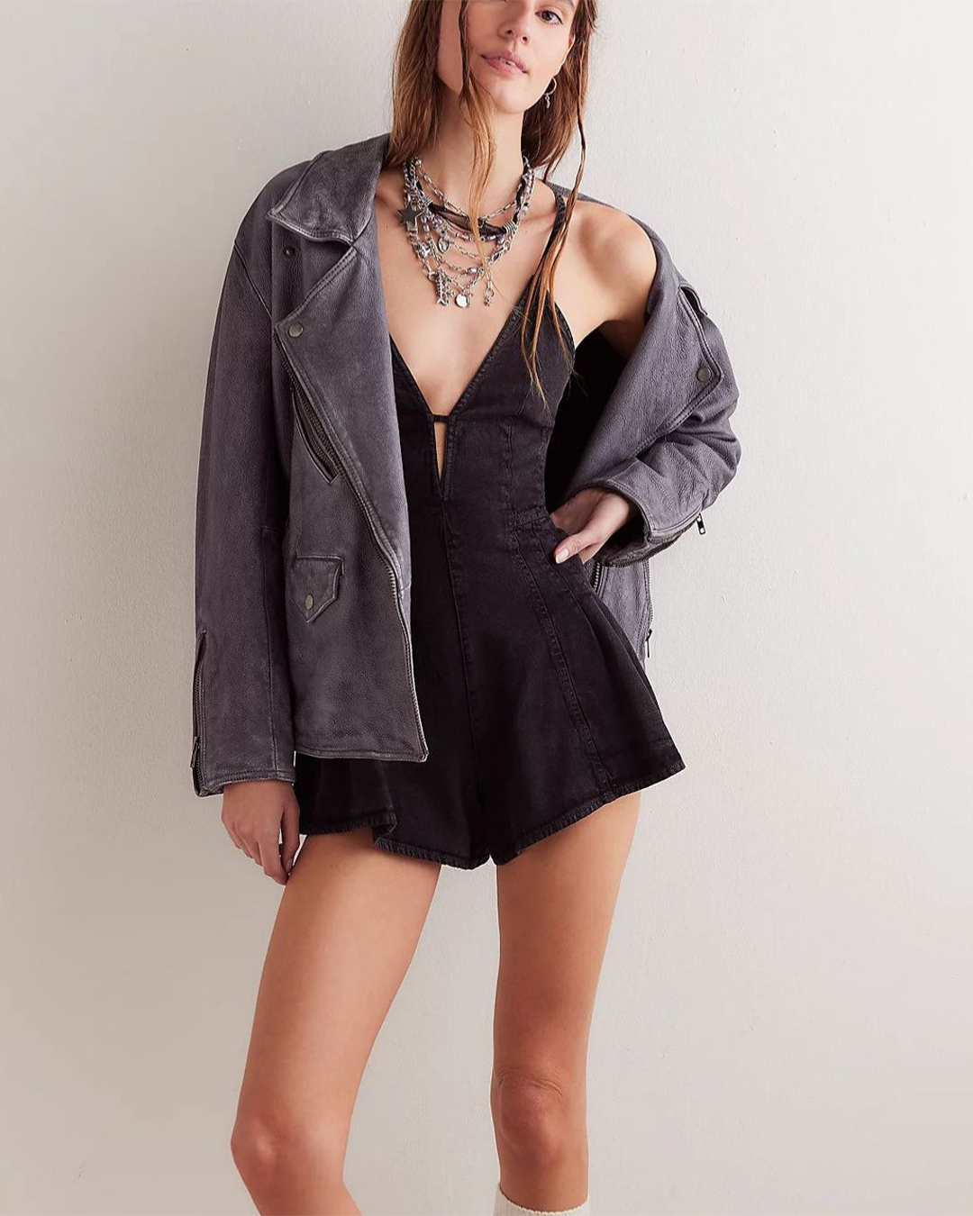 Louise Denim Romper - Seldom Seen Styles