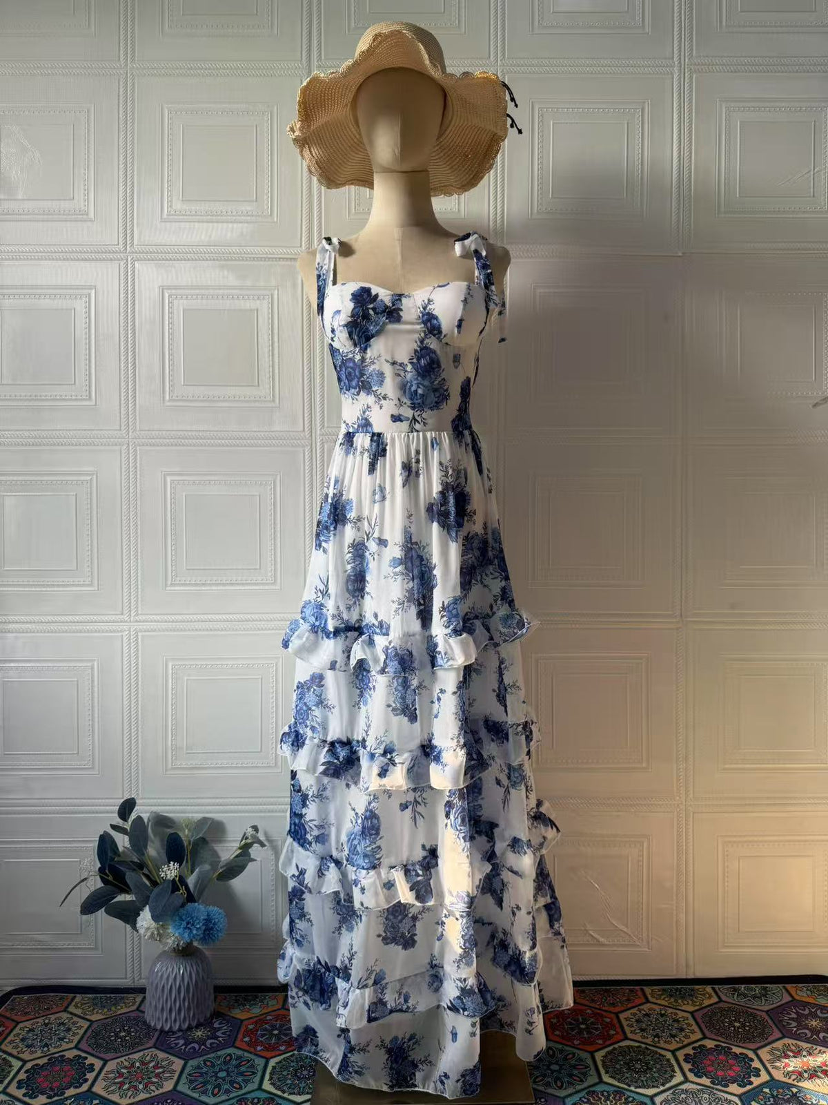 blue sleeveless long skirt waist dress - Seldom Seen Styles