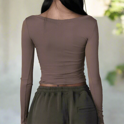 Slim Fit Ribbed Long Sleeve Crop Top