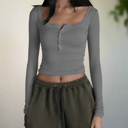 Slim Fit Ribbed Long Sleeve Crop Top