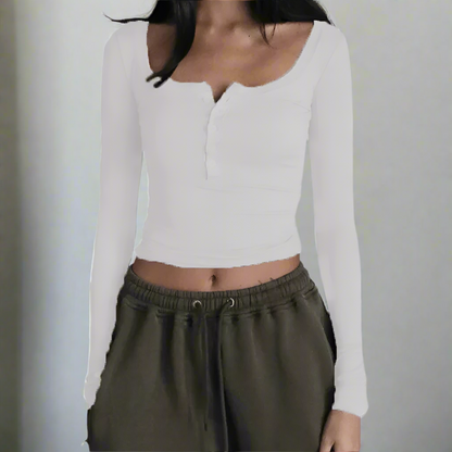 Slim Fit Ribbed Long Sleeve Crop Top