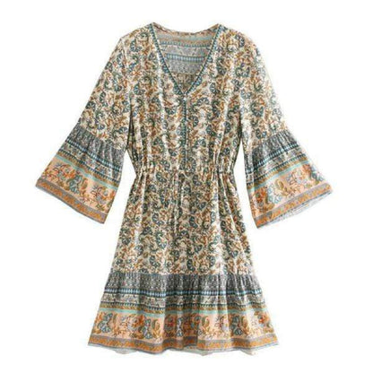Boho Floral Print Mini Dress - Seldom Seen Styles