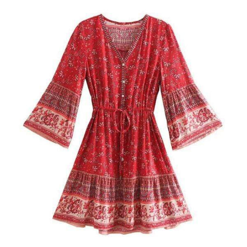 Boho Floral Print Mini Dress - Seldom Seen Styles