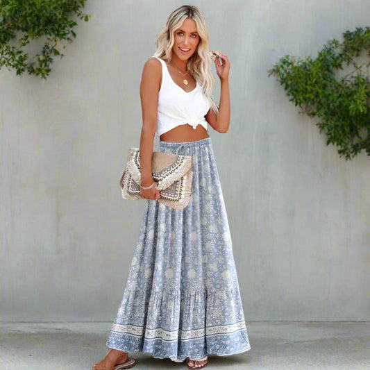 Boho Floral Print Maxi Skirt - Seldom Seen Styles