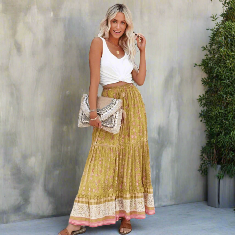 Boho Inspired Floral Maxi Skirt - Seldom Seen Styles