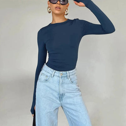 Langärmliges, schmal geschnittenes Crop Top mit Daumenlöchern