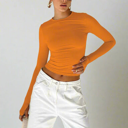 Langärmliges, schmal geschnittenes Crop Top mit Daumenlöchern
